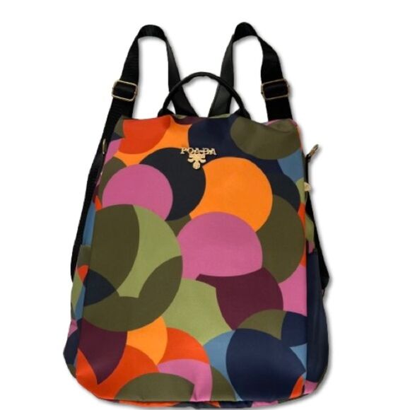 POABA Multifunction Oxford Cloth Shoulder Multicolor Abstract Circles Backpack - Picture 1 of 14